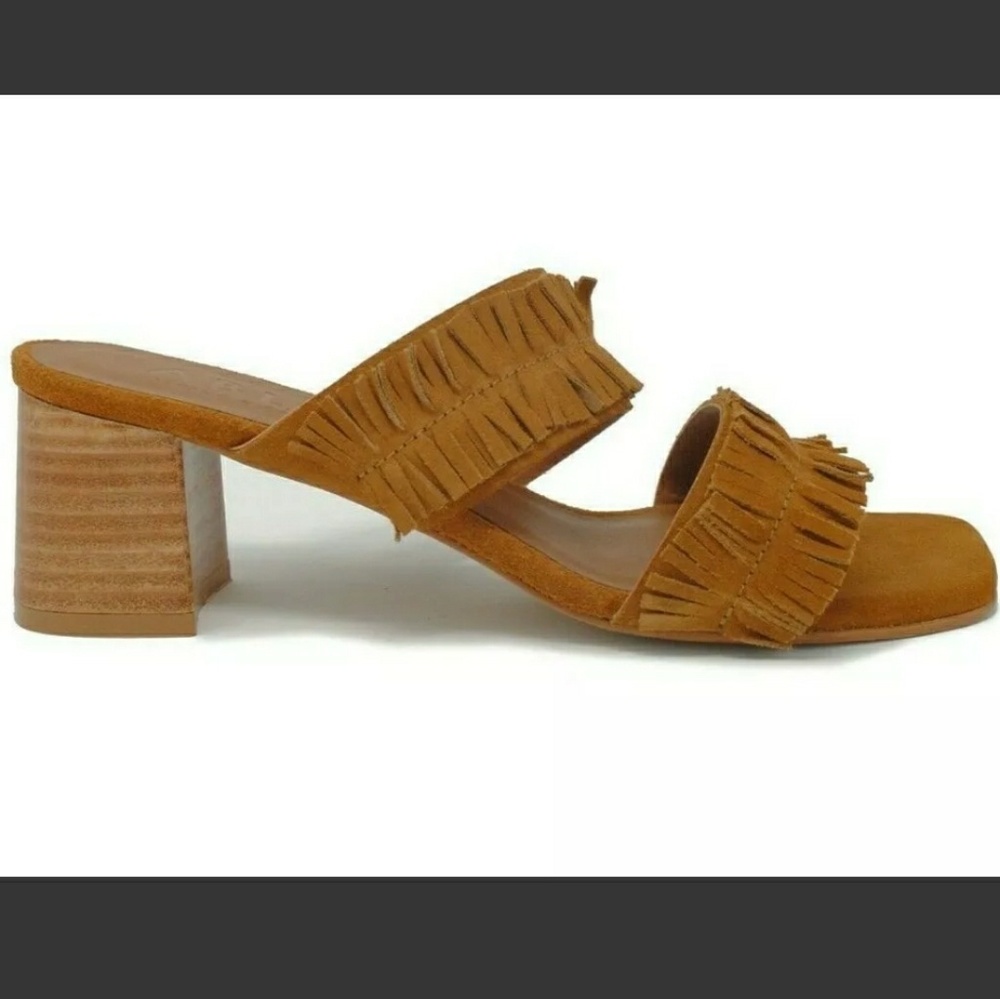 Facunda Able Fringe Block Heel Boho Sandal Sz 9